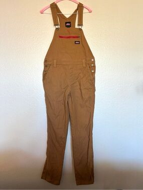 Genuine Dickies XS Men’s Carhartt Tan Canvas Bib Overalls Red Zip Duck Canvas